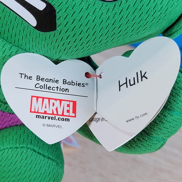 Original TY Beanie Babies Green Hulk 5" UltraSoft Stuffed Hero Marvel Plush NWT - Picture 4 of 8